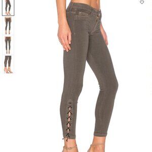 Hudson Jeans Nix Lace Up Crop Olive (Brunswick) Green Lace-Up Jeans